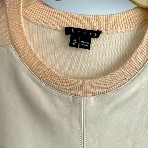 Theory leather + wool two tone sweater - Picture 3 of 5